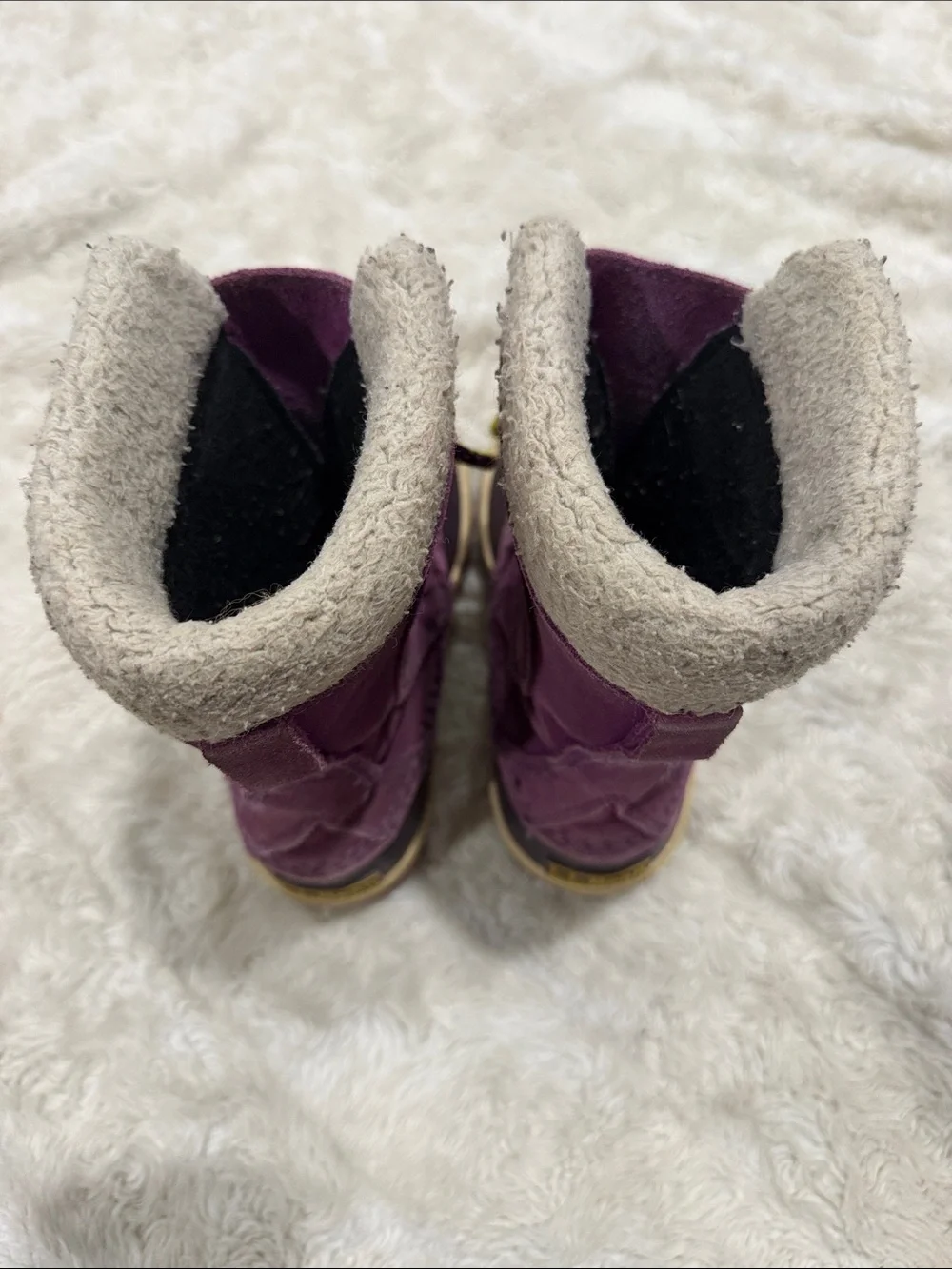 L.L. Bean Purple Kids Snow Boots with Yellow Accent Laces Kids Girls Size 1